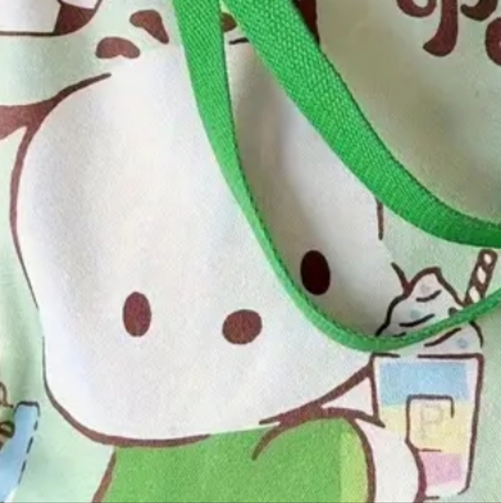 Sanrio HELLO KITTY | Pochacco Green & White Canvas Shoulder Tote ~ π± π°ππ - Picture 2 of 4